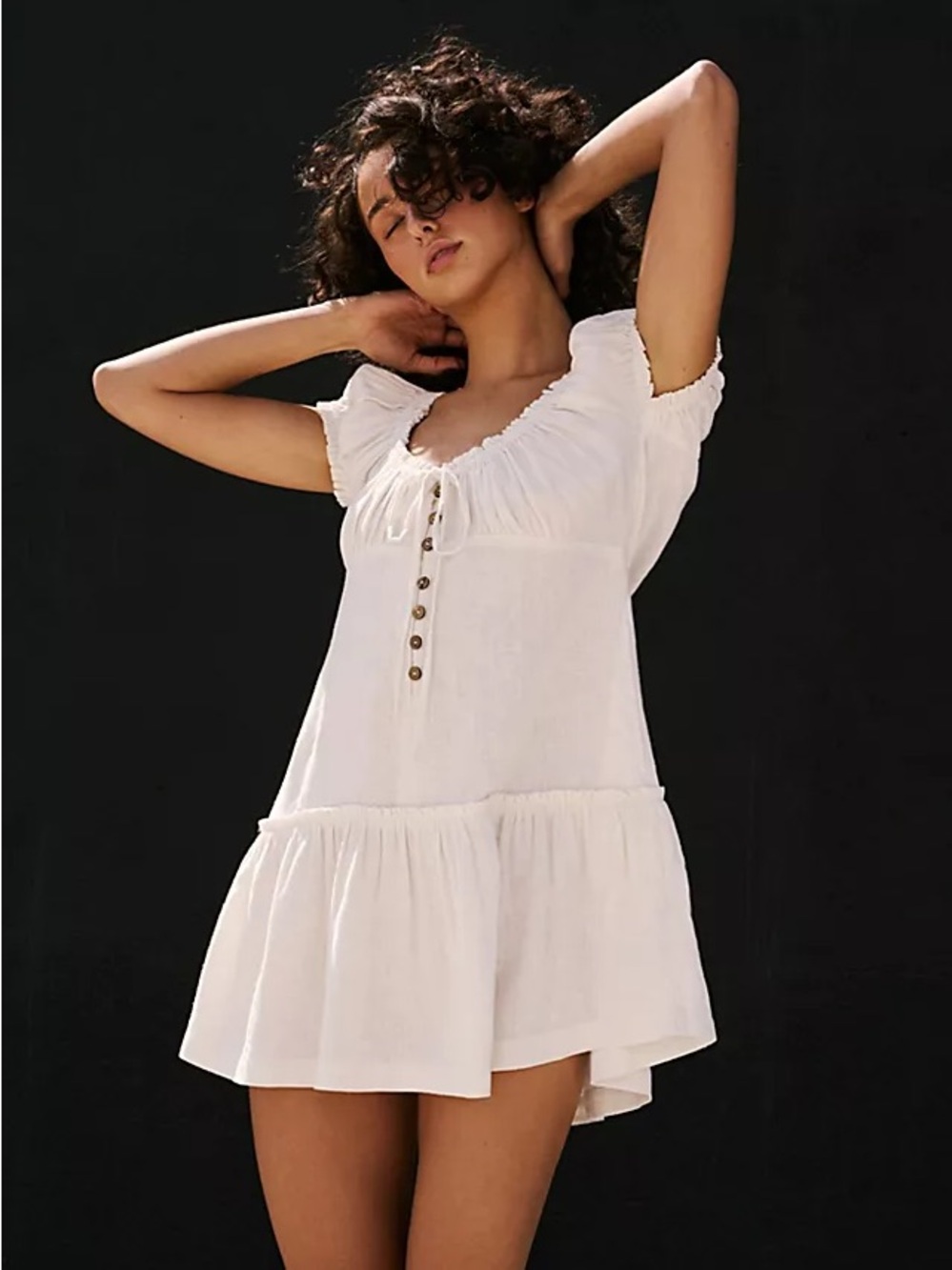 Perri Linen Drop-Waist Mini Dress
